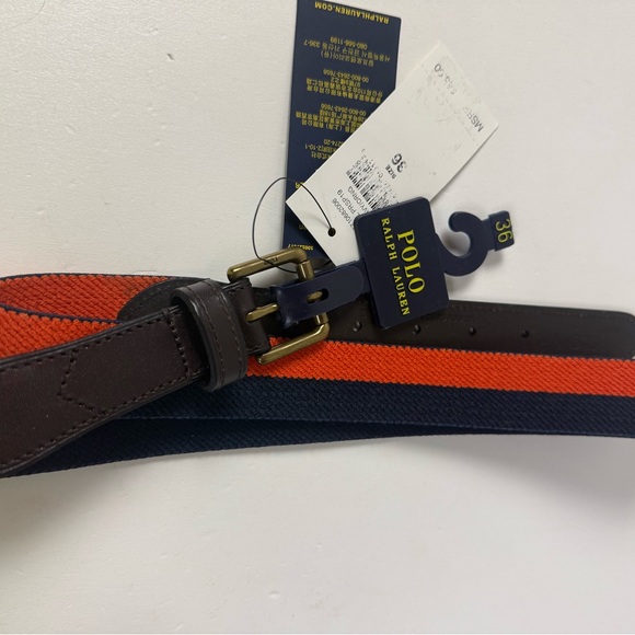 Polo Ralph Lauren Striped Stretch Belt Leather NWT - Picture 8 of 10